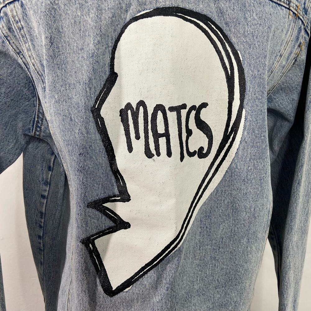 Honey Punch Soul Mates Denim Jacket Blue Patches Festival Concert Boho Size S - Picture 9 of 15